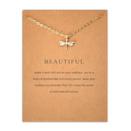 Dragonfly Necklace for Friend Birthday Gifts for Girl Bestie Gifts for Women Gold Dragonfly Necklaces for Sister Friend Dragonfly Gifts for Daughter Graduation Gifts With Message Card