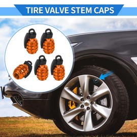 VekAuto 5 Pcs Tire Valve Stem Caps, 35x16MM Car Wheel Valve Cap Universal for Car Bike Motorcycle Anti Crash Aluminum Alloy Orange Tyre Valve Stem Cover Valve Dust Cap Tire Valve Cap