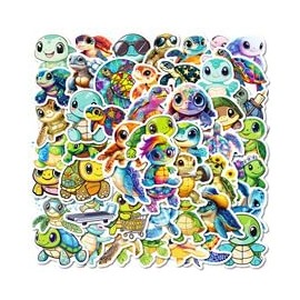 Hand Drawn Turtle Stickers for Water Bottle,50 PCS Sea Turtle Nordic Style Scrawl Stickers Pack for Guitar Suitcase Phone Luggage,Waterproof Vinyl Stickers for Teens Girls Children Party Favors