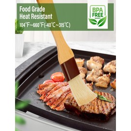 Pastry brush,Basting brush for Cooking,Natural Bristle BBQ Brush for Oil & Sauce,Wooden Handle Food Brush for Baking,Easy Clean Butter Brush,Durable Kitchen Culinary Utensil (1", 1 1/2 Inch,4 Pack)