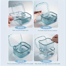 Zahnersatzbox mit Reiniger-Set, Aufbewahrungskoffer für Mundschutz, falsche Zähne, Invisalign, Halterungen, Zahnersatz-Set zur Reinigung und Aufbewahrung, perfekt für Zahnersatz, Zahnersatz und mehr