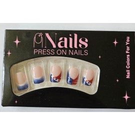 Unbranded Press-On Nails 24 Pieces - USA Pre-designed Theme - New in Box