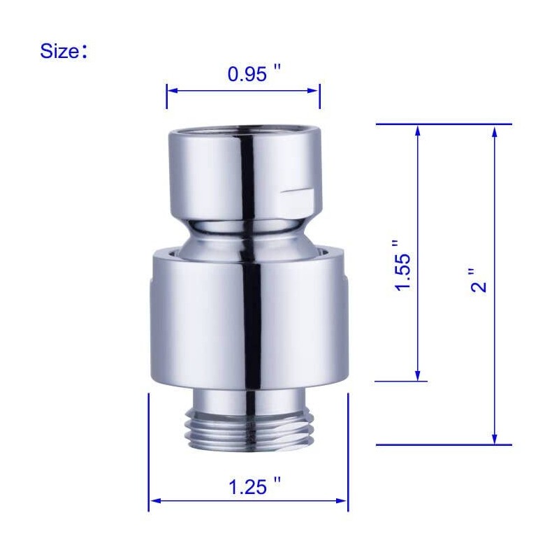 Hibbent All Metal Shower Head Swivel Ball Joint Adapter, Solid