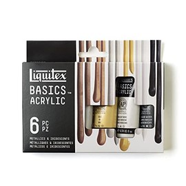 Liquitex Set Metal and Iridescent con 6 Pinturas Acrílicas Basics 22 ml