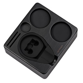 Normcore Compact Tamping Station, Espresso Black Tamper Station Base, Genuine American Black OAK Tamper Holder, Wooden Coffee Portafilters Stand Base For 51 / 54mm Espresso Machine Accessories