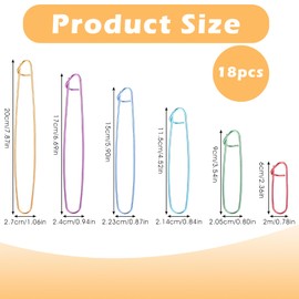 Molain 18-Piece Knitting Stitch Holder Set, Stitch Holder for Knitting, 6 Sizes, Stitch Holder, Knitting Accessories, Aluminium Mesh Holder for Blankets, Scarves, Quilts, DIY, Other Knitting Projects