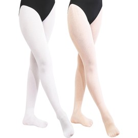 BALAYSIER Ballet Tights Girls and Women 90D Soft Ballet Tights Highly Elastic Dance Tights for Dance and Performance 1-2 Pairs, Pink and white, XL