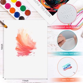 MotiMind 30 Sheets Mineral Stone Paper 11 x 14 Inches (192gsm) Unbound Blank White Sketchbook Mineral Paper for Alcohol Ink, Alcohol Ink Markers, Watercolor