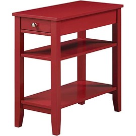 Convenience Concepts American Heritage Three Tier End Table With Drawer, Cranberry Red