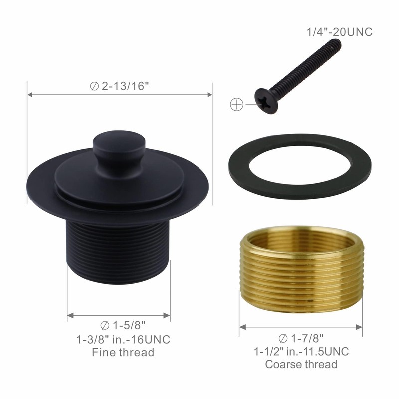Matte Black Tub Drain and Overflow Kit with Single Hole