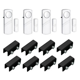 Douevo 4 Door and Window Alarm & 8 Window Locks for All Kinds of Sliding Doors and Windows, Drill-Free Quick Installation Child Safety Device for Home, Office, Apartment(4 Alarm + 8 Black Lock 01)