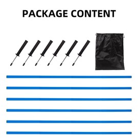 6 Pcs 5FT Agility Training Poles for Soccer,Basketball,Football,Dog,Horse Training-Adjustable Speed and Agility Training Equipment Sports Training Sticks with Ground Spring Nails and Storage Bag（Blue)