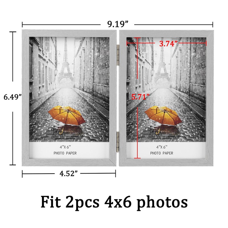 ORIVAN 4x6 Double Picture Frames Hinged Folding Photo Frames Vertical