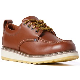 Men's SureTrack 4" Leather Soft Toe Work Shoes for Men, Moc Toe Wedeg Slip Resistant Sole, EH, Industrial Work Shoe 82994-EE-13