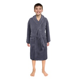 Ultra-Soft Plush Shawl Robes for Boys and Girls (Gray, Large)