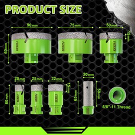 FACHLICH Diamond Core Drill Bits Set - Tile Hole Saw Kit 20/25/32/50/75/90mm with 20mm Diamond Finger Bit for Porcelain Ceramic Tile Granite Marble