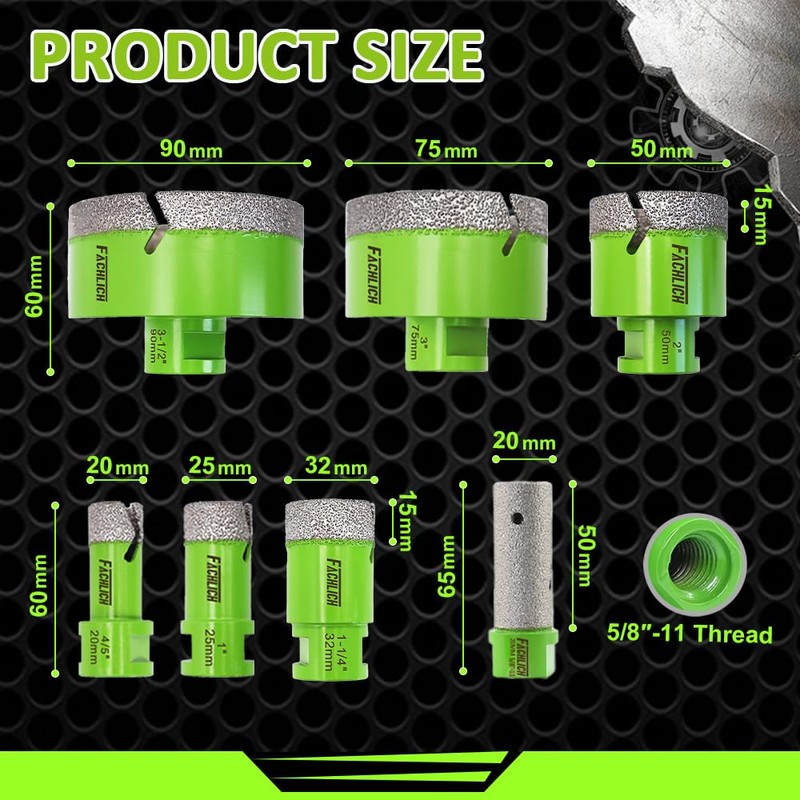 FACHLICH Diamond Core Drill Bits Set - Tile Hole Saw