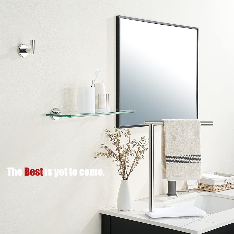 JQK Bathroom Glass Shelf Chrome, Tempered Glass Shower Storage 14