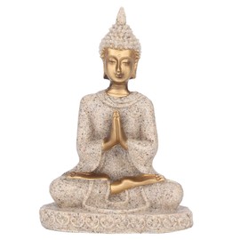 YUMILI Meditating Seated Buddha Statue, Zen Garden Buddha Statue Sculpture, Meditating Buddha Sitting Sculpture Decor, Sandstone Ornament Figurine for Home, Office, Car, Table Decoration(A Gold)