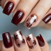 Fall Press on Nails Medium Square Fake Nails with Maple