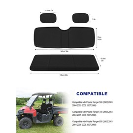 ZIDIYORUO Ranger Seat Covers, Full Wrap UTV Seat Protection Set for Polaris Ranger 500 700 800 2002-2008, Scratch Resistant, PU Coating Water Proof Ranger Replacement Bench Seat Cover (Black)