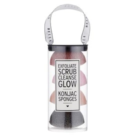 Bella Sleep + Spa Facial Self Care Exfoliating Konjac Sponge Set, 4-Pieces, Blush