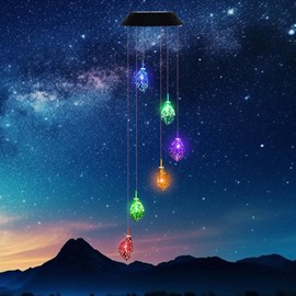 Color Changing Solar Leaf Wind Chime Outdoor/Indoor Birthday Gifts for Woman Mom Grandma - Hanging Solar Lights for Outside Garden Yard Patio Porch Decor Memorial Wind Chimes