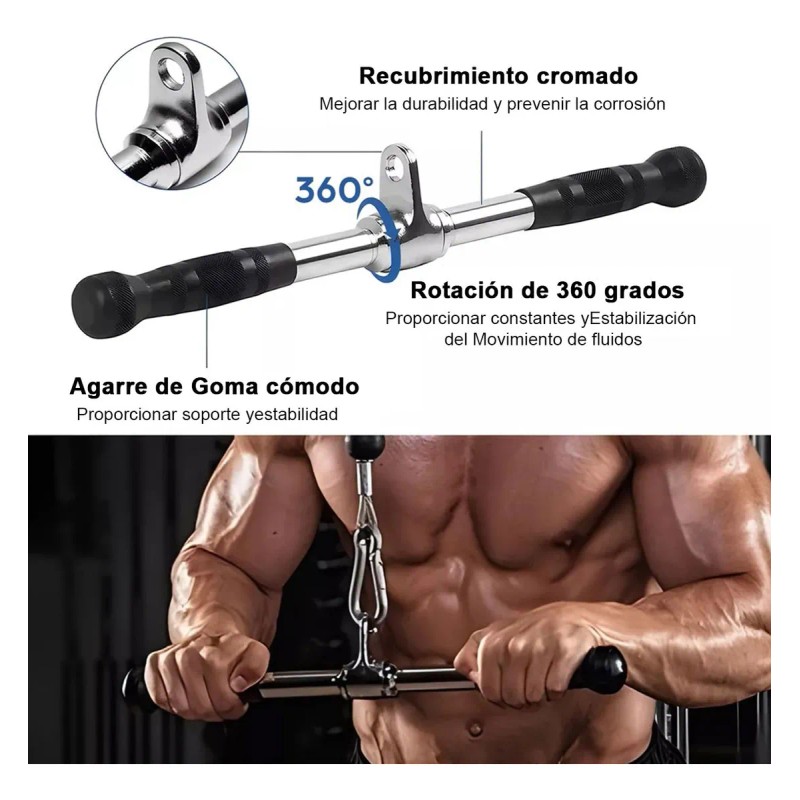 7 Agarradera Maneral Recta V Doble D Trícep Cuerda Gimnasio