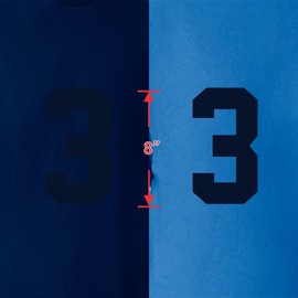 8" Blue-Toned Iron on Numbers for Clothing，Jersey Numbers，Large Iron on Numbers for Jersey Heat Transfer Numbers for Sports Uniform Basketball Football T-Shirt(Style A) (Navy-Blue 3)