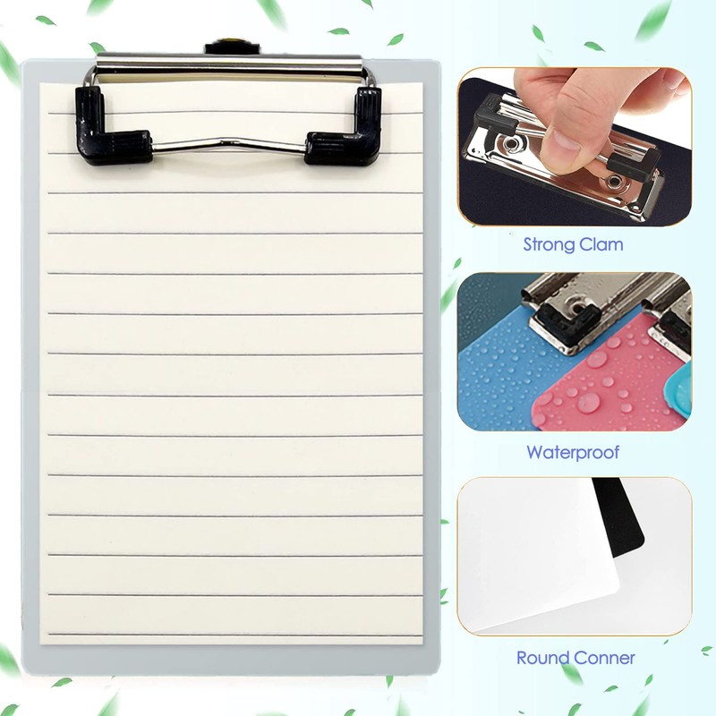 AZWOOD Mini Clipboard, 10 x 15 cm Plastic Clipboard, Small
