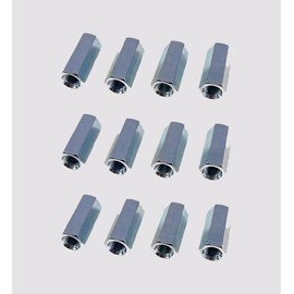 12 Pack 1/4-28 X 7/8" Long Fine Thread Hex Coupling Nut with Zinc Plate
