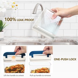 LINKLIFE Flip-Lock Airtight Food Storage Containers 4-PC (0.6 Qt*2+1.6 Qt+3.4 Qt), Leakproof Ring Seal Top, Anti-Slip Plastic Pantry Canister for Flour Sugar,Cereal,Coffee,Dog Treat, White