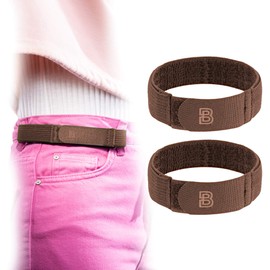 BeltBro Women's Brown 2-Medium No Buckle Elastic Belt — Fits 1 Inch Belt Loops, Comfortable and Easy To Use