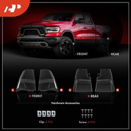 A-Premium Mud Flaps Splash Guards Mudguards Mudflaps with Hardware Kits Accessory Compatible with Alfa Romeo Giulia Base/TI 2017-2020, Giulia Sport 2019-2020, Sedan, Black, Front and Rear, 4-PC Set