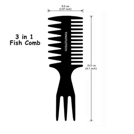 Texturkamm - Herrenhaarkamm mit breiten Zähnen, Stylingkämme für Damen und Herren, Ölkopf, Haarkämme, Entwirrung, Färbepinsel für Salon und Barbier, Schwarz