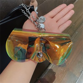 FFXN 1 x sunglasses case, portable glasses case, soft material glasses case, glasses box with chain for optimal protection of your glasses, suitable 14 cm x 7.5 cm x 4.5 cm, 1A800205 glasses case, as