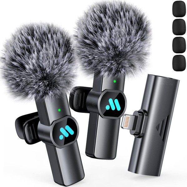 Leettus Leettus 2pcs Lavalier Wireless Microphone for iPhone iPad Video