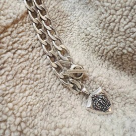 Stigma Silver Thick Curb Chain Necklace Crown Unisex NEW