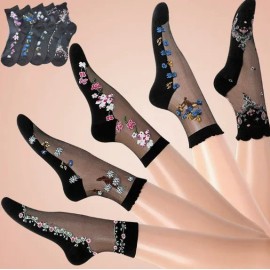 Medias De Malla De Nylon Transparentes, Calcetines Ultra