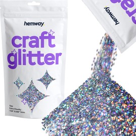 Hemway Craft Glitter 100g 3.5oz Extra Chunky 1/24" 0.040" 1MM (Silver Holographic)