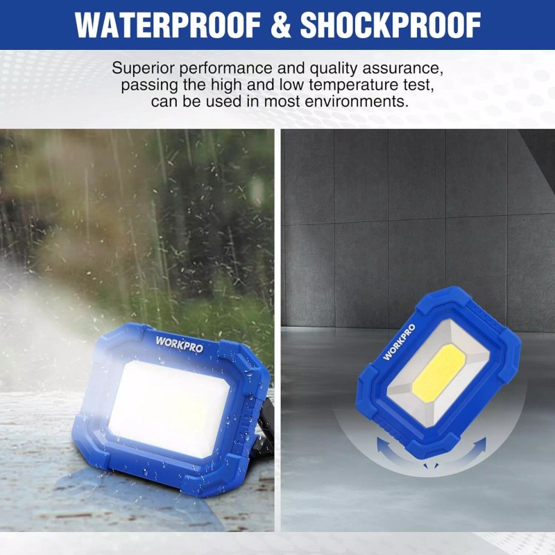 WORKPRO 2PC 2000LM Rechargeable LED Work Light Magnetic Work Light