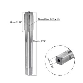 sourcing map Thread Milling Threading Tap M13 x 1.5, Metric Left Hand Machine HSS (High Speed Steel) 4 Straight Flutes Screw Tap H2 Tapping Machinist Thread Repair Tool