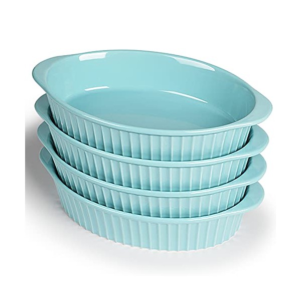 LEETOYI Porcelain Small Oval Au Gratin Pans,Set of 4 Baking
