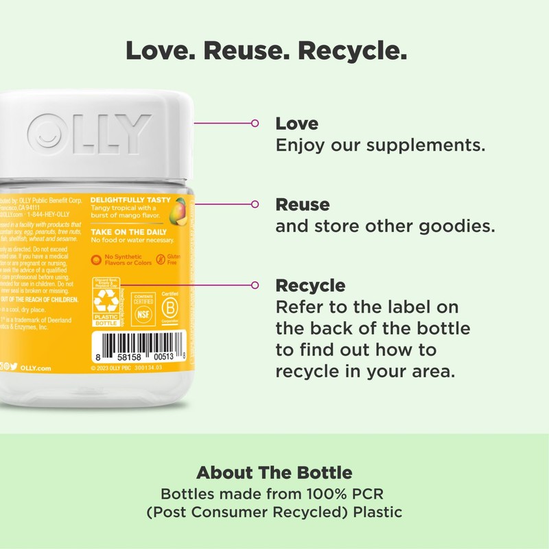 OLLY Probiotic Gummy, Immune and Digestive Support, 1 Billion CFUs,