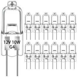 RAGFOZ G4 Halogen Light Bulb, 12V 10W Halogen Light Bulbs 2 Pin,G4 Led Bulb Replacement for Under Cabinet Puck Light, Chandeliers, Accent Lights, Track Lighting (12Pcs)