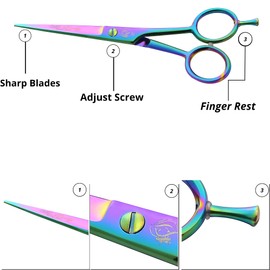 wishbeauty Hairdressing Barber Hair Scissor for Professional Hairdressers Barbers Stainless Steel Hair Cutting Shears - for Salon Barbers, Men, Women, Children and Adults (Rainbow Scissor 6")