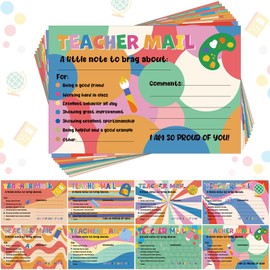 Fumete 240 Pcs Teacher Mail, Teacher Notes to Parents Classroom Office Essentials Good Behavior Incentive Motivational Cards Positive Postcards to Kindergarten Primary School(Hippie)