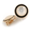 20mm D/Round Button Shaped Black Enamel with Acrylic Bead Clip
