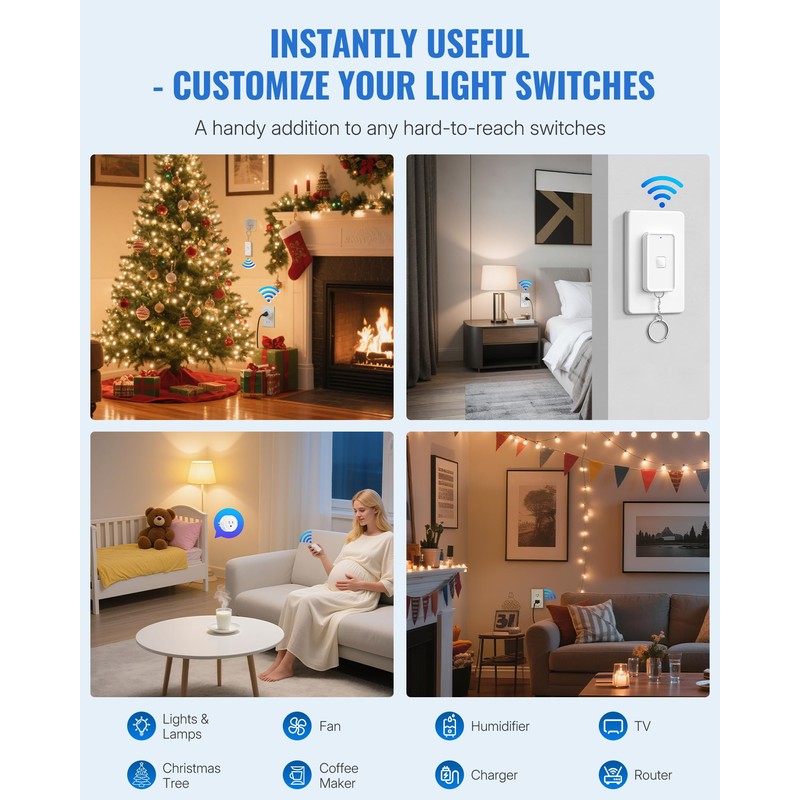 Remote Control Outlet, WILAWELS Remote Outlet Switch with Magnetic Base,