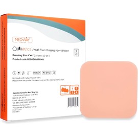 MedVance Apósito de espuma hidrofílica no adhesiva e impermeable PHMB de 4" x 4", caja de 5 apósitos